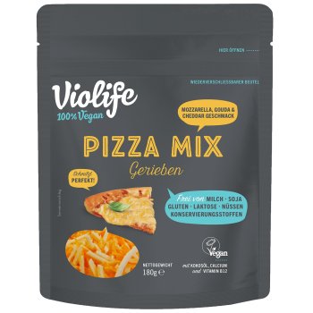 Pizza Mix gerieben Vegane Alternative zu Reibkäse, 180g