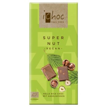 iChoc Super Nut Haselnuss - Helle Rice Choc Kuvertüre Bio, 80g