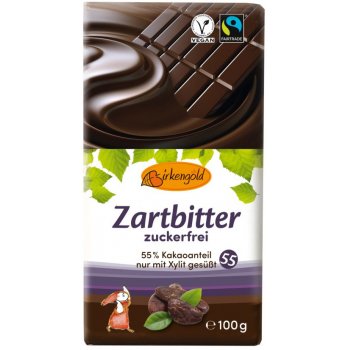 Xylit Birkengold Zartbitter Schokolade Zuckerfrei Fair, 100g