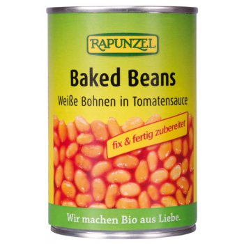 Bohnen Baked Beans (Weisse Bohnen Tomatensauce) Bio, 400g