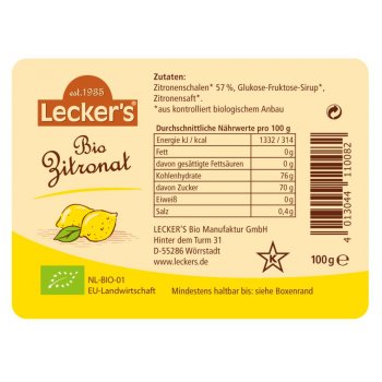 Lecker's Zitronat Bio, 100g