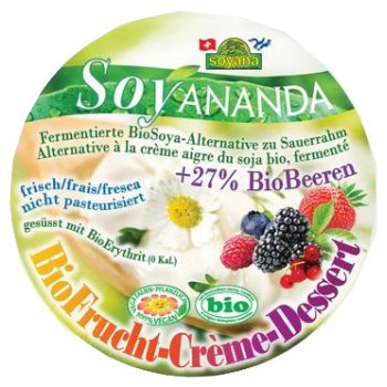 Soyananda Erythrit Crème-Dessert Beeren ohne Zuckerzusatz, Bio, 200g