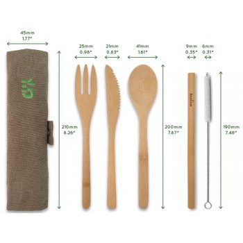 Bambus Besteckset Outdoor Camping | Olive - Bambaw Plastikfrei, 1 Stück
