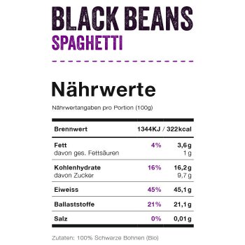 Black Bean Spaghetti 100% Black Beans Organic, 200g