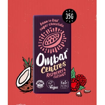 Mini Tablet Ombar Chocolate Centres Coconut & Rasberry Organic, 35g