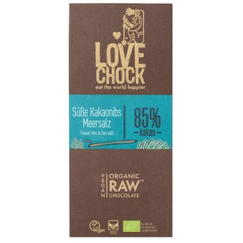 Lovechock Chocolate Sweet Cacao Nibs & Sea Salt RAW Organic, 70g