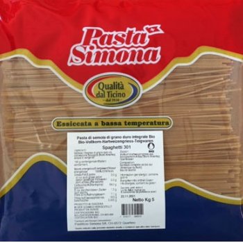 Pasta Simona Spaghetti Whole Wheat Bulk Buy Organic, 5kg