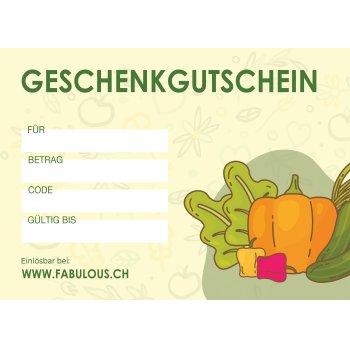 20.- Gift Voucher for fabulous! Vegan Shop Switzerland