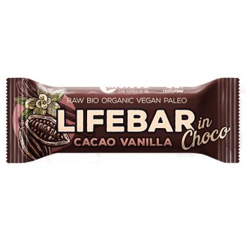 Energieriegel Lifebar inChoco Cacao Nibs Vanille Raw Bio, 40g