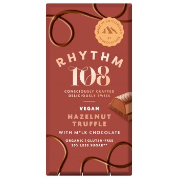 Rhythm 108 M’lk & Hazelnut Truffle Chocolate Tablet Organic, 100g