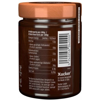 Chocolate Spread Nougat Hazelnut Xylit No Added Sugar, 300g