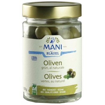 Olives Green Olives WITH STONE al naturale RAW Organic, 205g