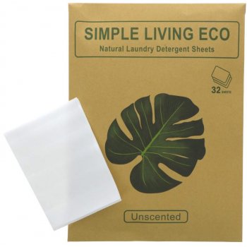 Laundry Detergent Sheets Simple Living Eco UNSCENTED, 32 sheets