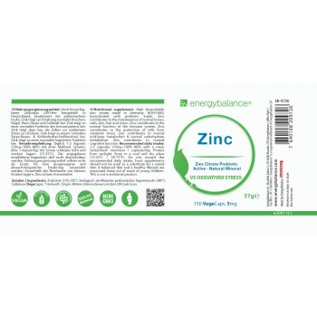 Zinc Active Power Citrate 31% 5mg, 150 VegeCaps