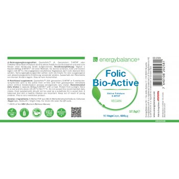 Acide Folique Bio-Active 5-MTHF 600µg, 90 VegeCaps