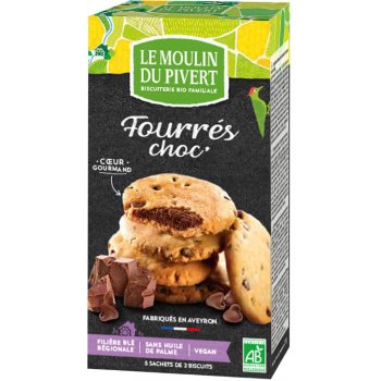 Biscuits Fourré Choc' aux pépites de chocolat noir Bio, 175g