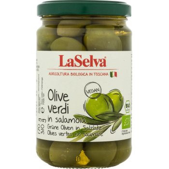 Olives Verdi Green Olives WITH STONE in Brine Organic, 310g
