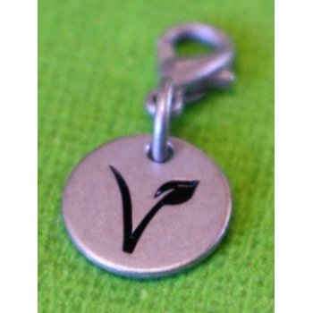 Pendentif V-Label en métal, PETIT avec mousqueton