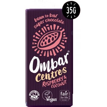 Mini Tablette Ombar Centres Chocolat Lait de Coco & Framboise Crue Bio, 35g