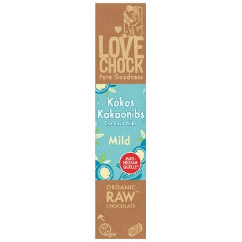 Lovechock Chocolat creamy noix de coco - éclats de cacao RAW Bio, 40g