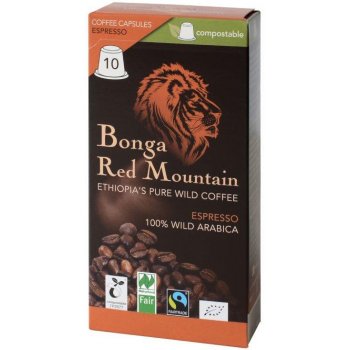 Café Bonga Red Mountain Capsules de café Espresso Bio, 10 capsules