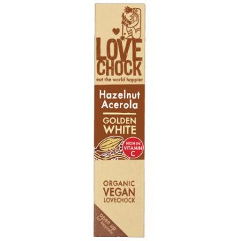 Lovechock Chocolat Golden White Noisettes Acerola RAW Bio, 40g