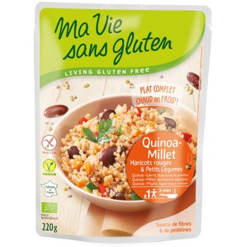 Plat complet Quinoa-Millet Haricots Rouges Sans Gluten Bio, 220g