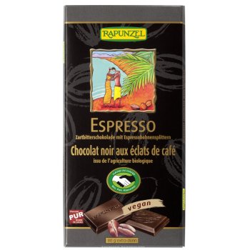 Rapunzel Espresso Chocolat Noir aux éclats de café Bio, 100g