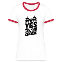 Frauen Kontrast-T-Shirt VEGAN - yes, you can live without cheese