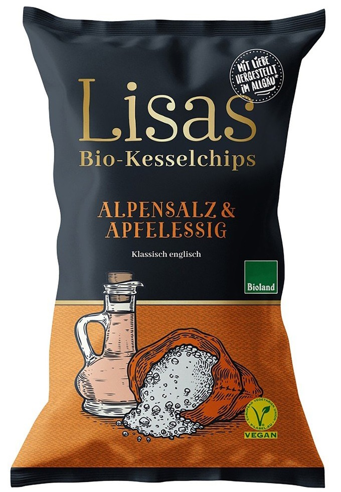 Chips Kartoffel Chips Alpensalz & Apfelessig Bio, 125g -
