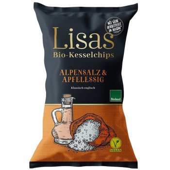 Chips de pommes de terre Sel des Alpes & vinaigre de cidre bio, 125g