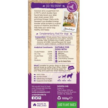 Bâtonnets dentaires pour chiens Banana, Citrouille & Graines de lin, 100g