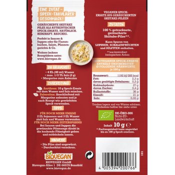 Vegan Bacon Substitute 100% Plant-Based Organic, 10g