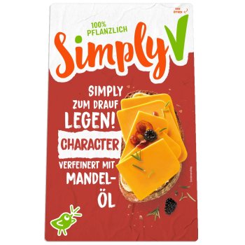 *DISCOUNT: BBD 30.09.25* Simply V Vegan Character Slices Cheddar Style, 150g