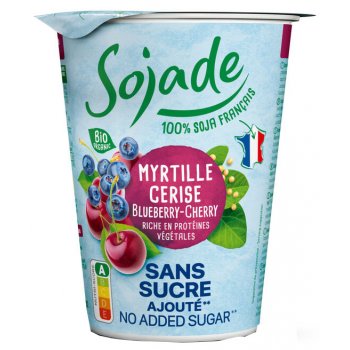 *AKTION: MHD 13.10.25* Sojade So Soya! Ohne Zuckerzusatz Heidelbeere Kirsche, Bio, 400g