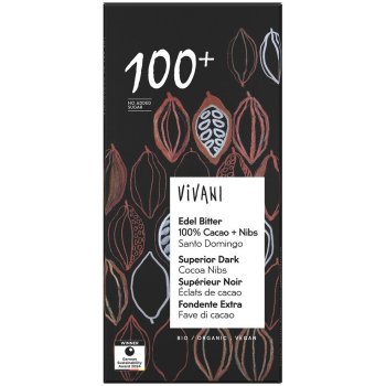 Edel Bitter 100% Cacao + Nibs Schokolade Bio, 80g