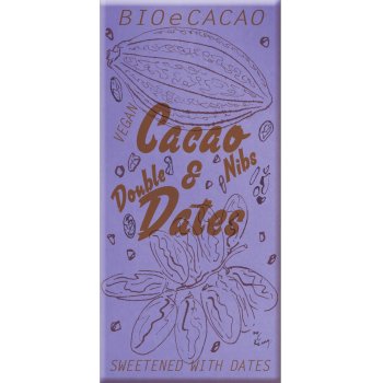 Dattelschokolade Double Dates Nibs Tafel 51% Bio, 90g