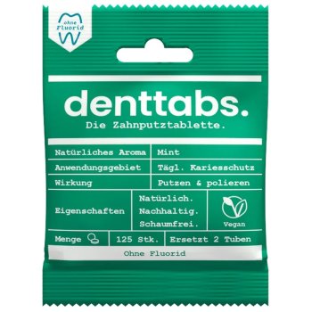 Dentifrices Pastilles Sans Fluor MINT Sachet, 125 Pastilles
